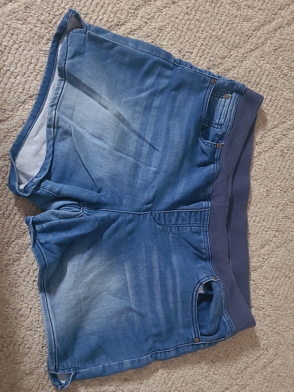 Terra & Sky Light Blue Knit-Waist Denim Shorts